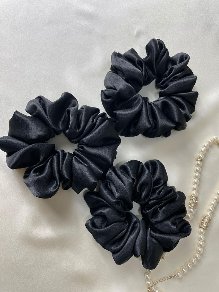 black satin scrunchie