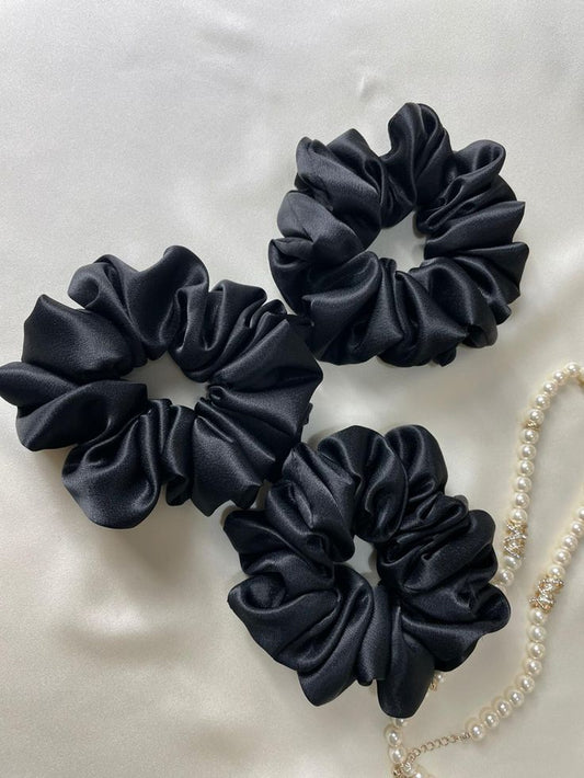 black satin scrunchie