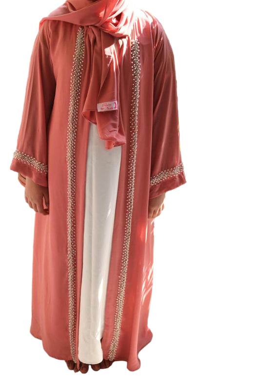 Embellished Rosewood Abaya design with hand embriodery 