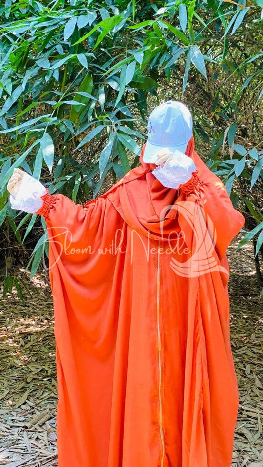 Fiery Orange Abaya design 