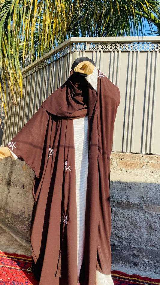 Mocha Fleur Abaya design hand embriodery 