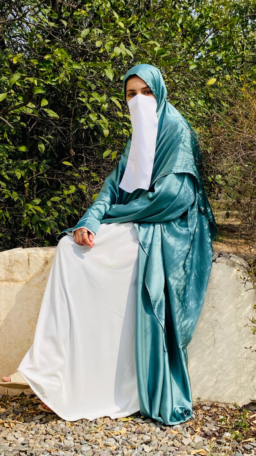 Silk double abaya design